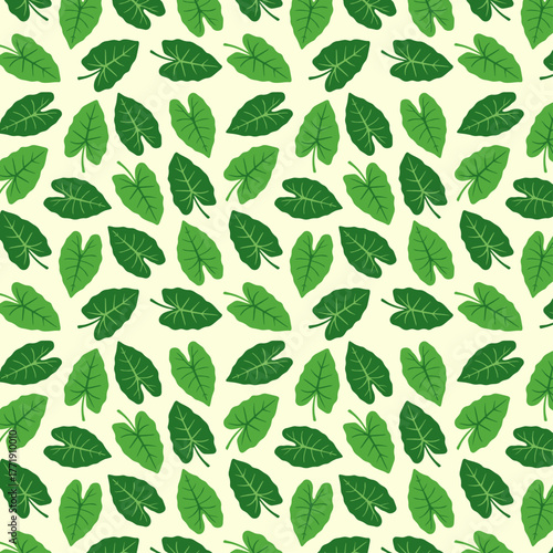 Alocasia Elephant Ear Leaf Seamless Pattern – Tropical Botanical Green Foliage Background