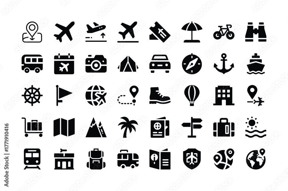 Fototapeta premium Travel and vacation icons