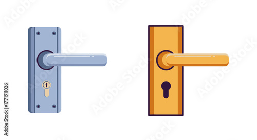 Two different door handles presented in a simple illustrative style