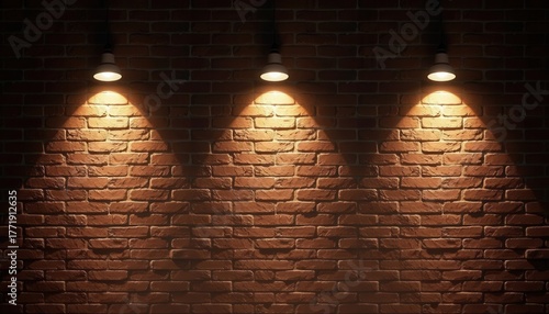 Dramatic Lighting on Textured Red Brick Wall with Elegant Shadows and Warm Ambiance in Contemporary Interior Space