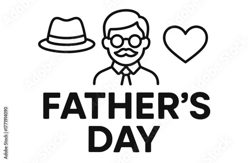 Father's day icon: male avatar with hat and heart