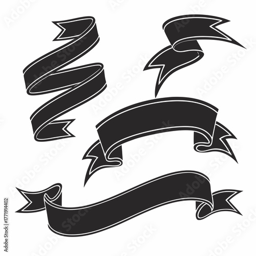 Collection of five ribbon banners