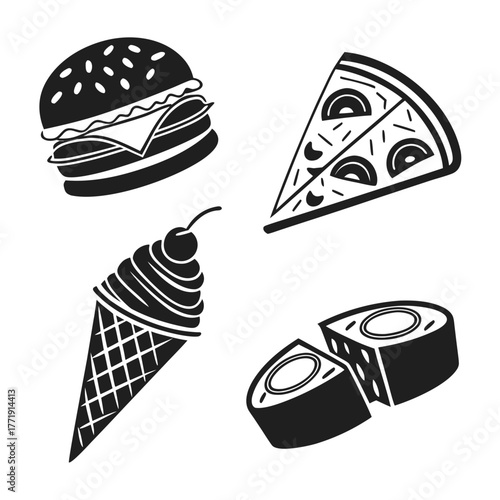 Fast food icon set illustration