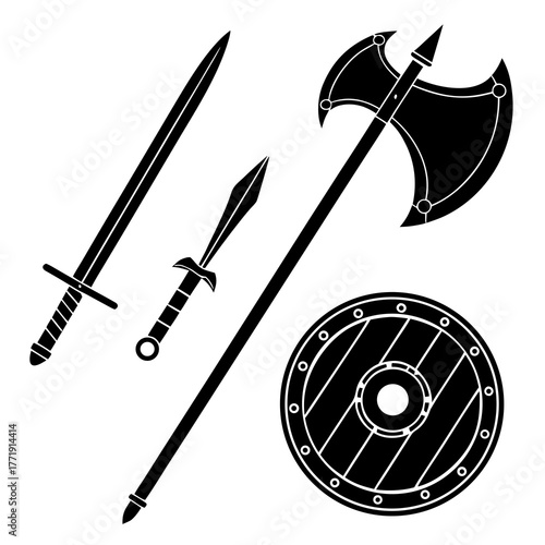 Medieval weapon set illustration
