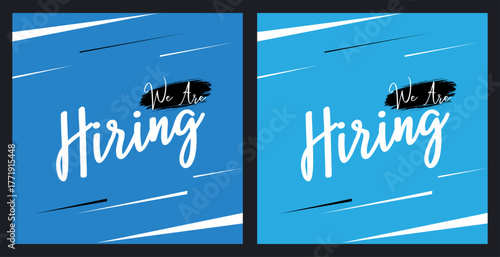 Hiring Banner Templates with Spotlight and Creative TypographyModern and creative hiring square banner template design for social media post