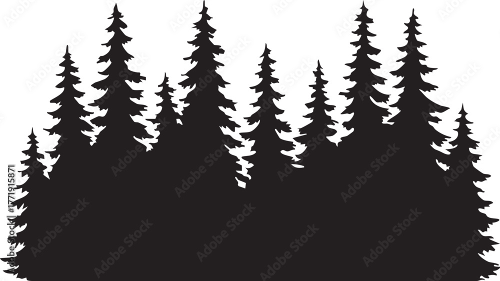 Obraz premium Vector of a Spruce Tree Forest Editable Icon Silhouette