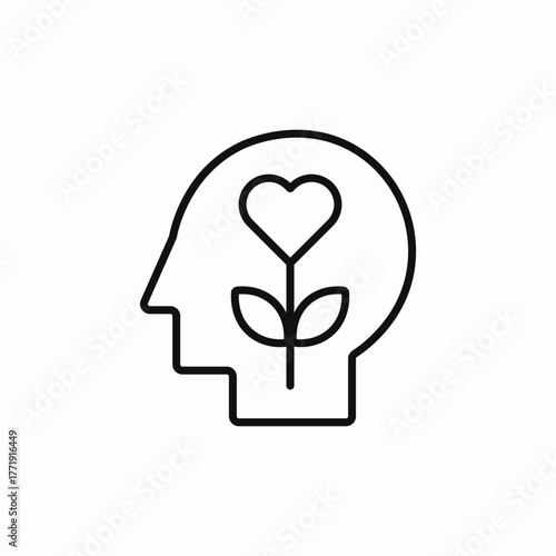 love in mind head icon sign vector