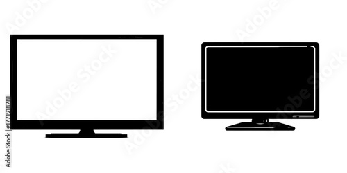 The eps10 format features a realistic illustration of a blank 4K TV monitor mockup with options including lcd, oled, and plasma flat screens