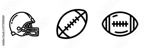 Modern American football icon outlined on a white background