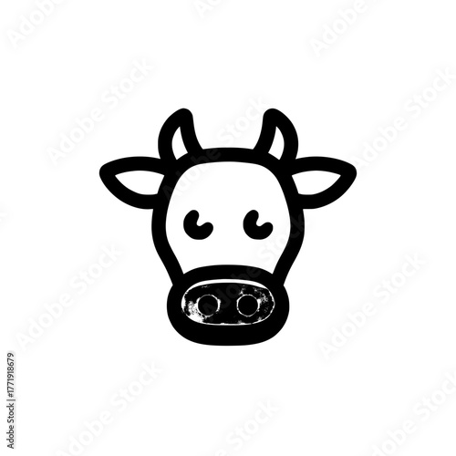 Simple flat silhouette of a cow icon on transparent background is the given description