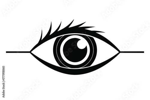 Isolated eye closed by a thick horizontal line symbolizing blindness or vision blocked concept