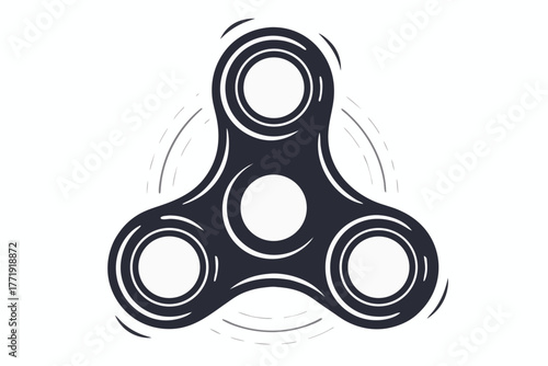 Isolated fidget spinner spins rapidly, displaying motion with gray lines against a clean background