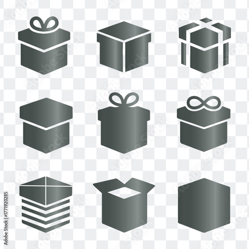 Gift Boxes and Packaging Isometric Line Vector Icons