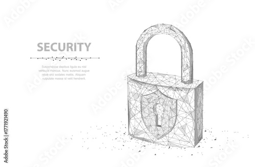 Lock. Abstract 3d wireframe lock isolated on white. Security, safe, privacy or other concept vector illustration or background

