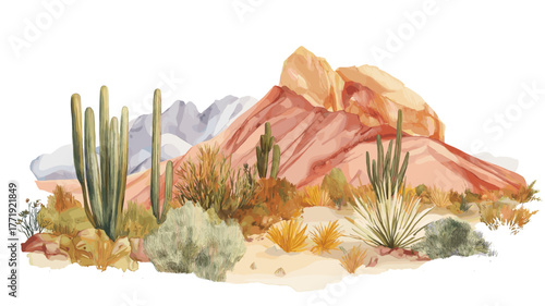 Quebrada de Humahuaca. Quebrada de Humahuaca hand drawn watercolor illustration