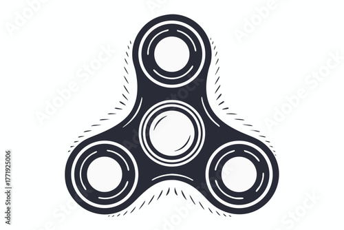 Single black and white fidget spinner revolves against a light background clearly