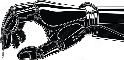 Black Robotic Hand with Articulated Fingers robot hand, robotic hand, robot hand, mechanical hand, artificial hand, prosthetic, cyborg, technology, futuristic, engineering, design, mechanical, articul