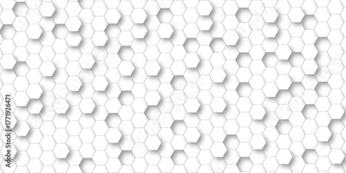 Abstract honeycomb background in white color. seamless bright white abstract leikhq hexagon background.	