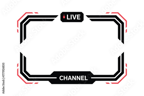 Vector illustration modern live streaming overlay frame for broadcast