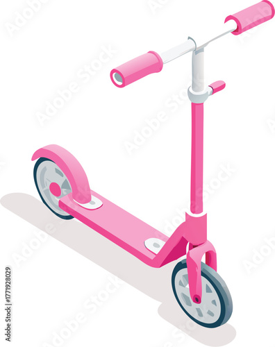 Pink Girls Scooter with White Wheels  Foldable Design Minimal Product Photography on White