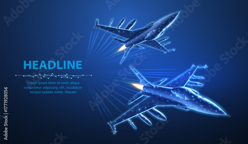 Fighter jet. Military aircraft, Aerospace innovation, AI in Air defense, Bomber plane, Space force, Stealth Fighter Technology, Jet Hypersonic Engines, Advanced Sensor Fusion, Army aviation concept

