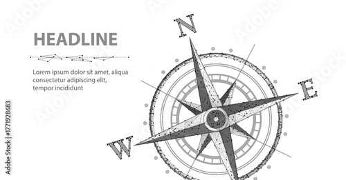 3D illustration of a compass. Navigation, direction, geography, wayfinding, modern technology, travel concept vector illustration.