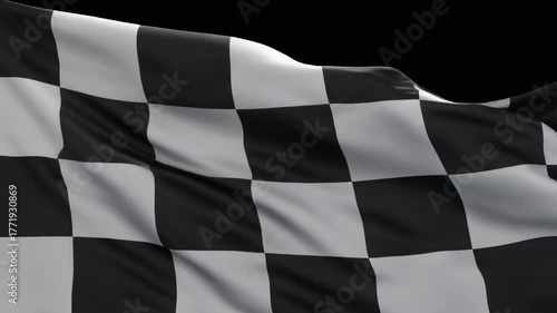 Checkered Flag Waving on Black Background | Cinematic Racing Overlay