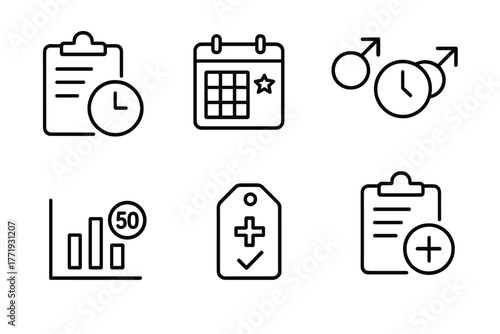 Intermittent Fasting Icons. Line style icons of intermittent fasting: customized fasting plans, personalized calendar icon, gender