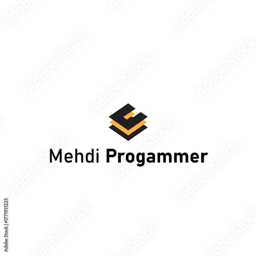 Geometric 3D Cube Initial C or E Tech Logo