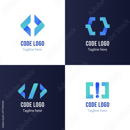 Code Logo Bundle Vector - Abstract Tech Programming and Software Developer Symbols Set