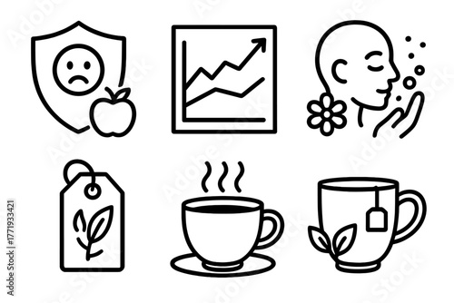 Intermittent Fasting Icons. Line style icons of intermittent fasting: hunger management, hunger vs thirst chart, mindful