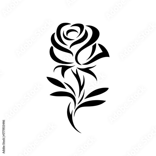 Symmetric rose flower icon  on White Background Vector Art Illustration on white background.
