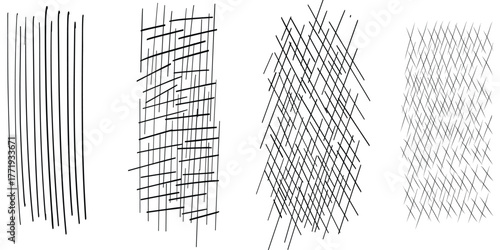 Four abstract textures sequential grunge lines grids patterns graphic elements vector