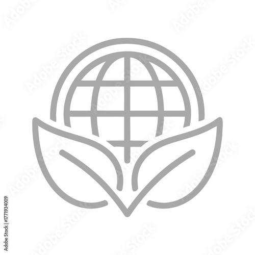 Globe Surrounded by Leaves Symbolizing Global Environmental Protection and Sustainability