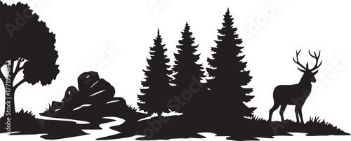 black silhouettes of trees with beer silhouette vector design . 