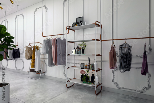 3d render fashion shop cloth store