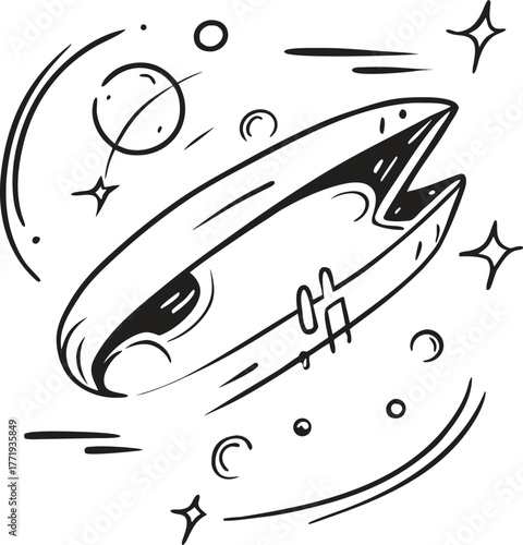 Abstract cosmic galaxy nebula swirl with celestial bodies and stardust digital art isolated on transparent background