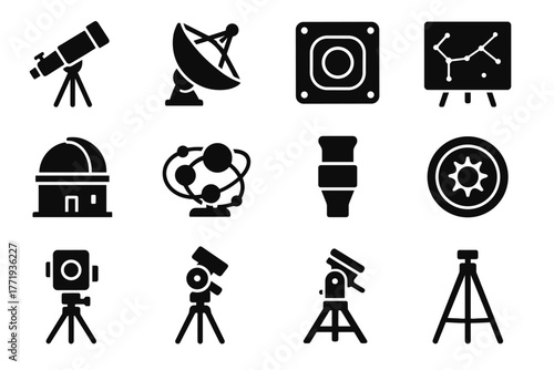 Icon infrared eyepiece sky tracker modern astronomy lens dome icons star vector