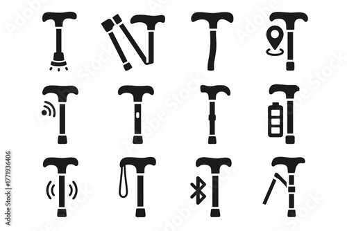 Tip foldable digital vibration vector tracker icon smart led ergonomic cane joint