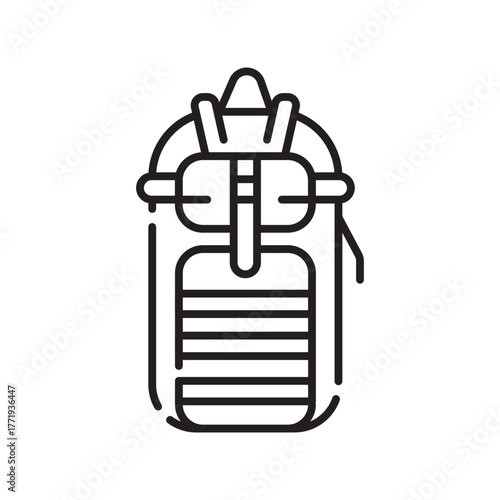 

tactical, backpack black line icon. Vector isolated element