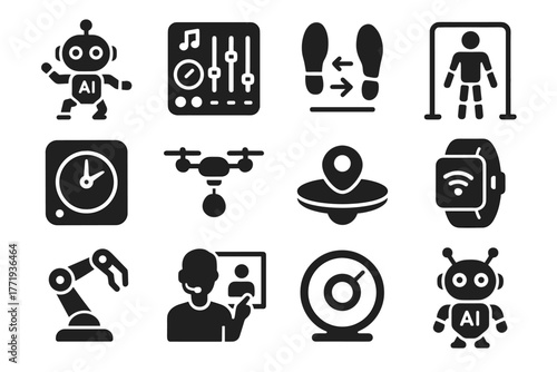 Drone arm icon robotic tempo balance box posture dance tools guide controller