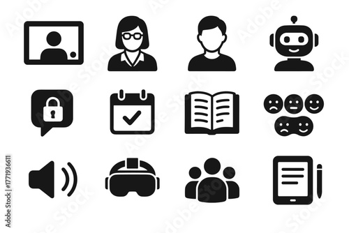 Icons icon group scheduling headset therapy therapist vr vector emotional call online