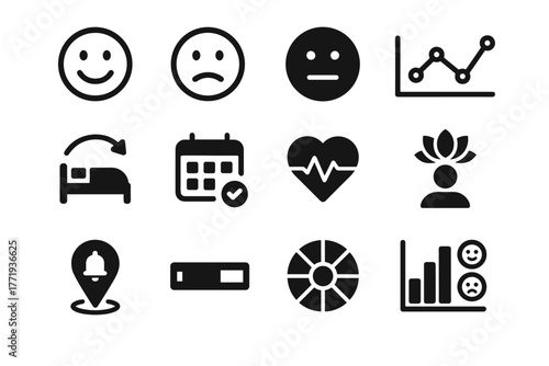 Icons sad graph vector mindfulness face icon wellness bar mood tracking stress