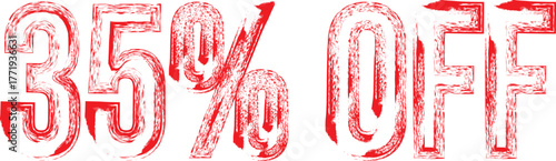 35% OFF Red Grunge Stamp – Discount Label for Sale Promotion