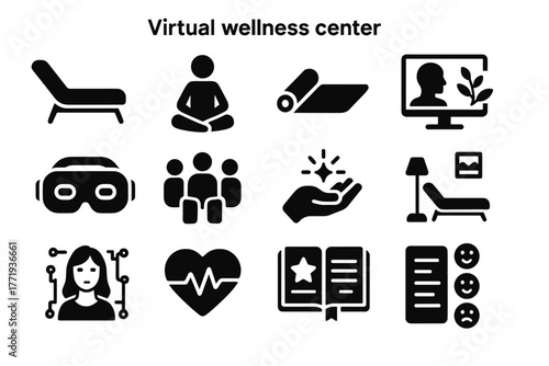 Journal icon room wellness virtual vector pulse therapy healing mood chart symbol