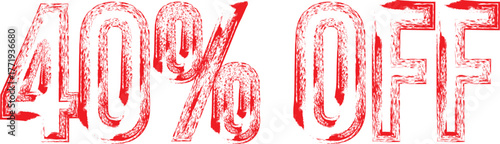 40% OFF Red Grunge Stamp – Discount Label for Sale Promotion