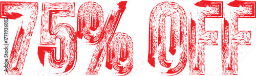 75% OFF Red Grunge Stamp – Discount Label for Sale Promotion