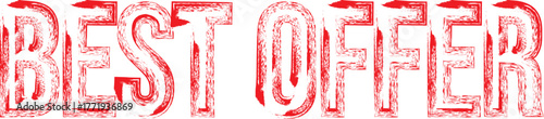 Red Grunge “Best offer” Stamp Label – Sale Promotion Badge on White Background
