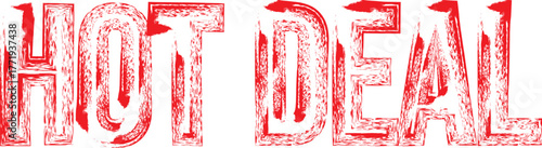 Red Grunge “Hot Deal” Stamp Label – Sale Promotion Badge on White Background
