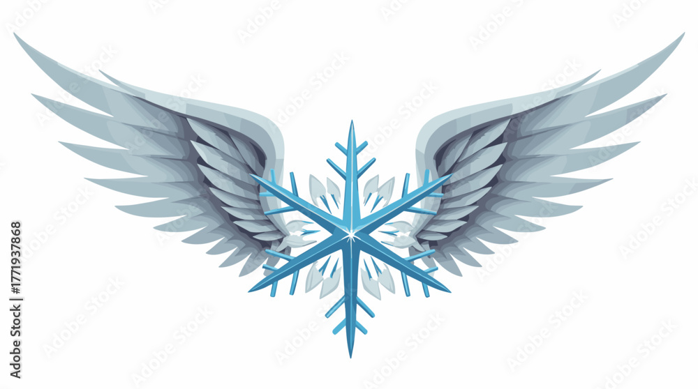 Fototapeta premium Wings with snowflake design in blue and silver color scheme 